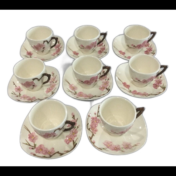 Vintage Metlox Peach Blossom Poppytrail China Cup and Saucer Set - Picture 1 of 12